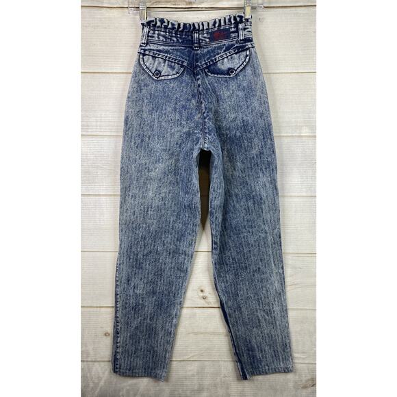 Vtg Panhandle Slim Jeans Womens 3/4 Acid Wash Pleated Ruffle Rodeo Cowgirl USA - Picture 9 of 13